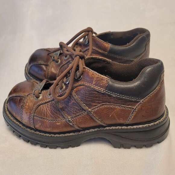 Vintage 90s GBX Cruz Oxford Shoes Men's Brown Leather Chunky Lace Up Sz 7 D - Picture 6 of 9